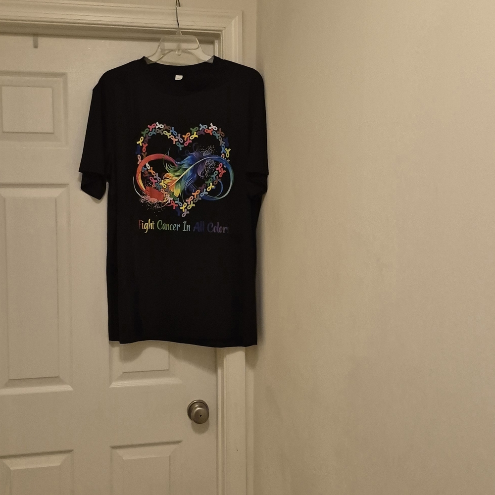 Womens Black Graphic Tee - Fight Cancer In All Color